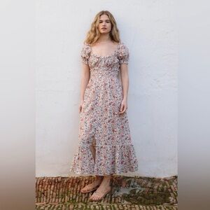 NWT! Retail $230 Sonmer Mary Peach Floral Maxi Dress